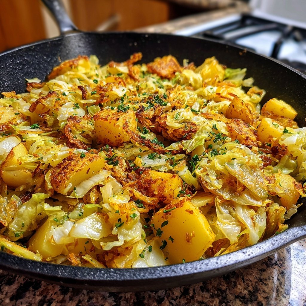 Herzhafte Spitzkohl-Kartoffel-Pfanne
