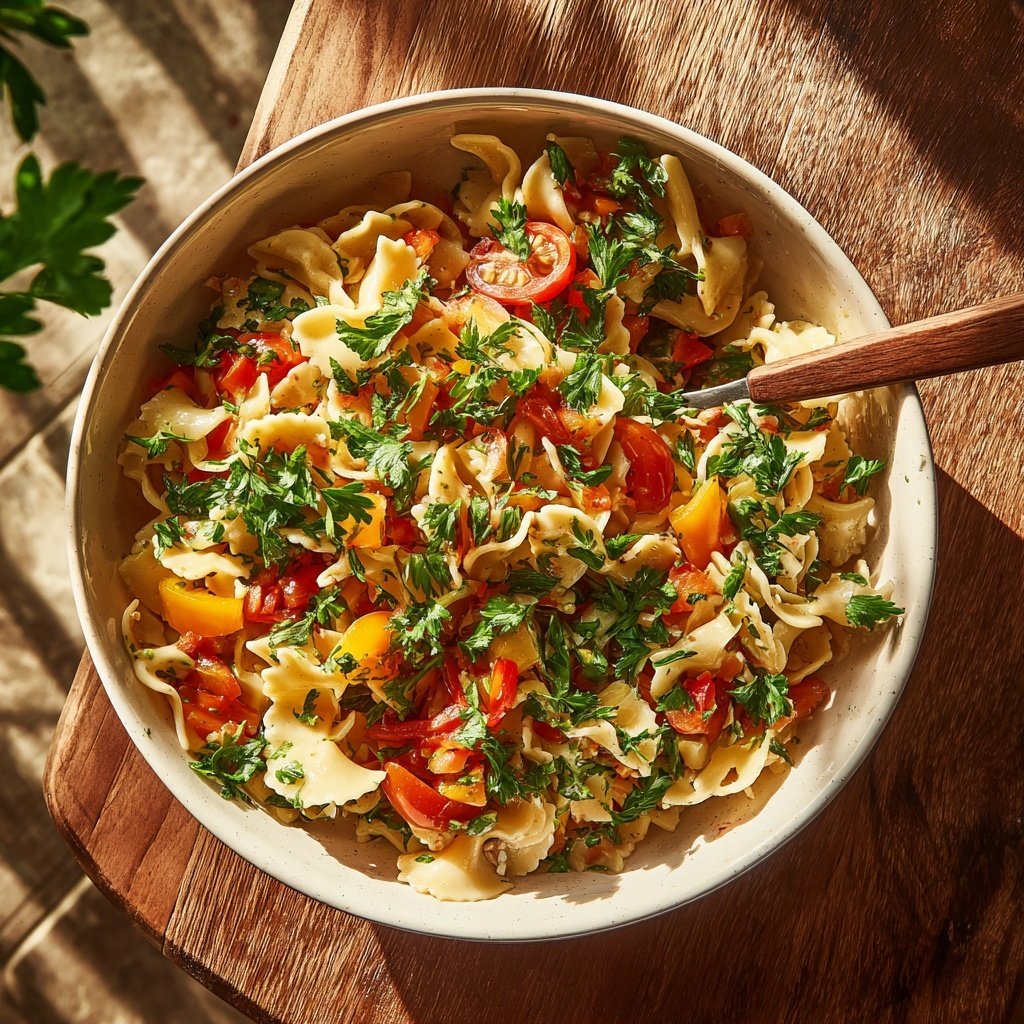 Mediterraner Nudelsalat Mit Petersilie