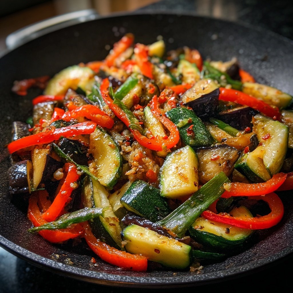 Kalorienarme Gemüsepfanne Mit Aubergine