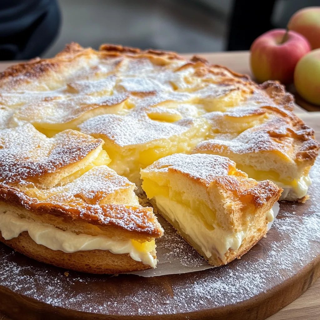 Blätterteig Kuchen mit Pudding und Apfel