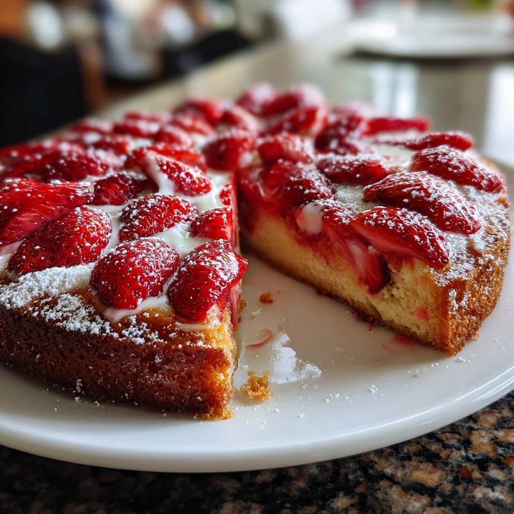 Saftiger Erdbeerkuchen Mit Vanillepudding
