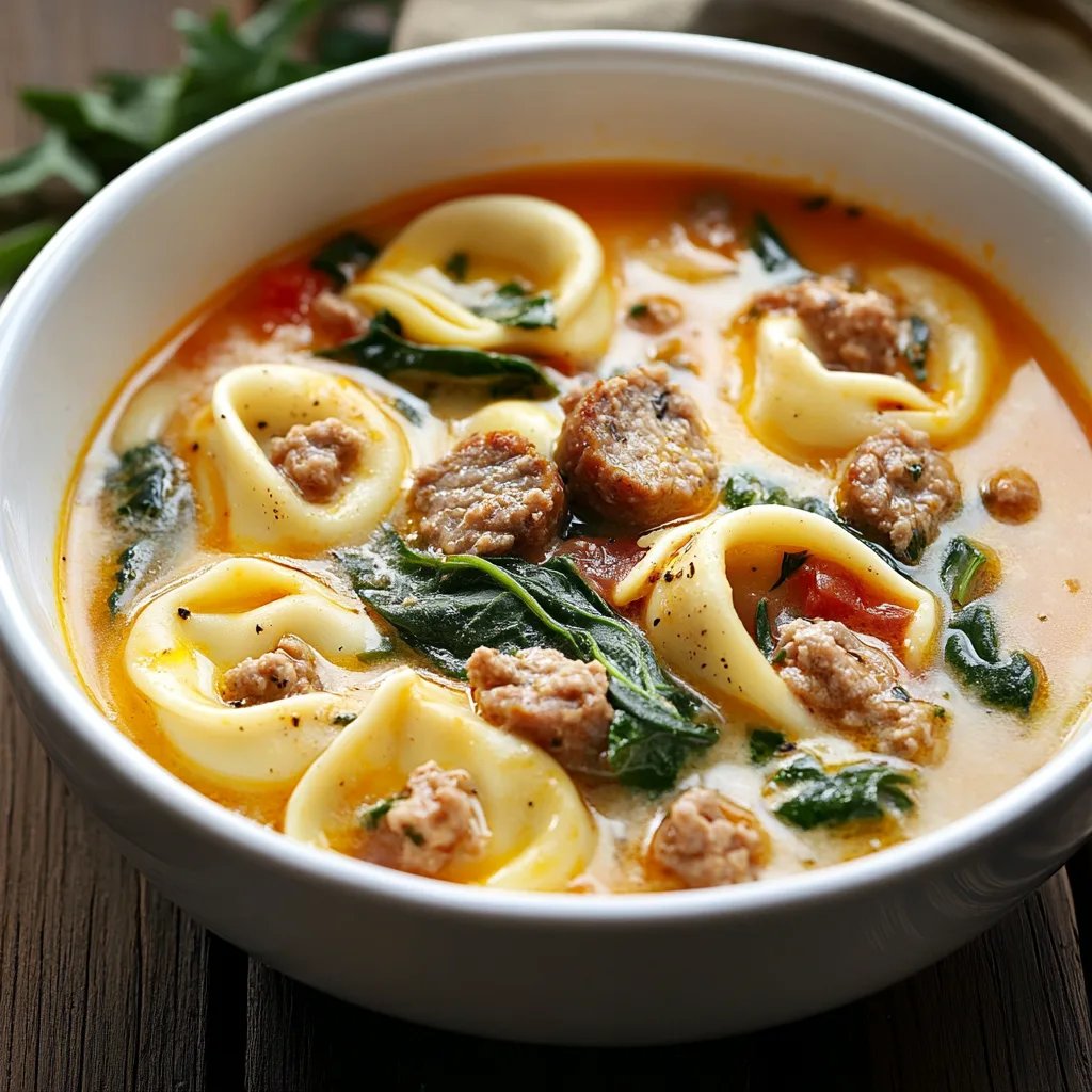 Sausage Tortellini Soup mit Spinat